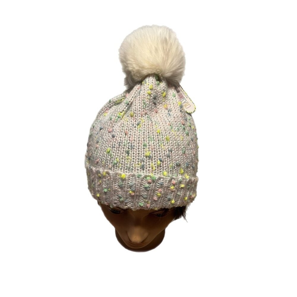 NWT Chasing rainbows beanie with pom pom